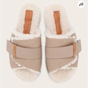 Gentle Souls by Kenneth Cole - Lavern Leather Sherpa Platform Cozy Slide (NWT)